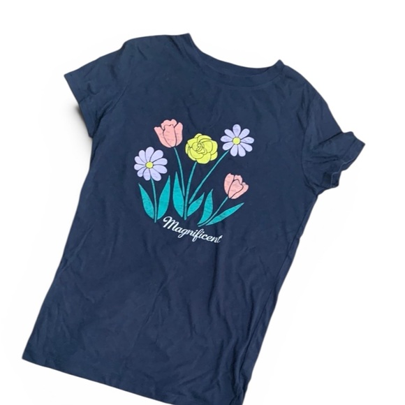 Aeropostale Other - Aeropostale Girls Floral Graphic Tee XS 12-14 Navy “Magnificent” T-Shirt